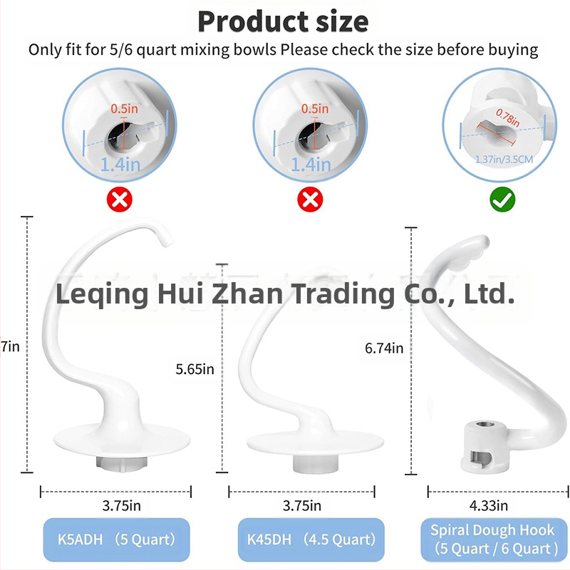 Кука за тесто със спираловидно покритие KNS256CDH, съвместима с кухненски миксер, спомагателен миксер