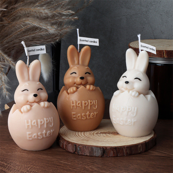 Силиконова форма за свещи във формата на заек с черупки от яйца, „Направи си сам“, креативна животинска ароматерапия, гипсов мус, торта, печене, декорация, орнаменти