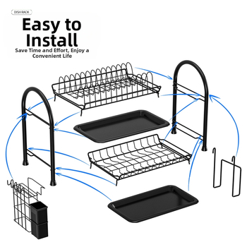 Piiriülene köögi kahekihiline nõude- ja nõude äravooluriiul, multifunktsionaalne kausside riiul, kausside ja nõudepesuriiul, kausside ja söögipulkade hoiuriiul, rauast hoiuriiul