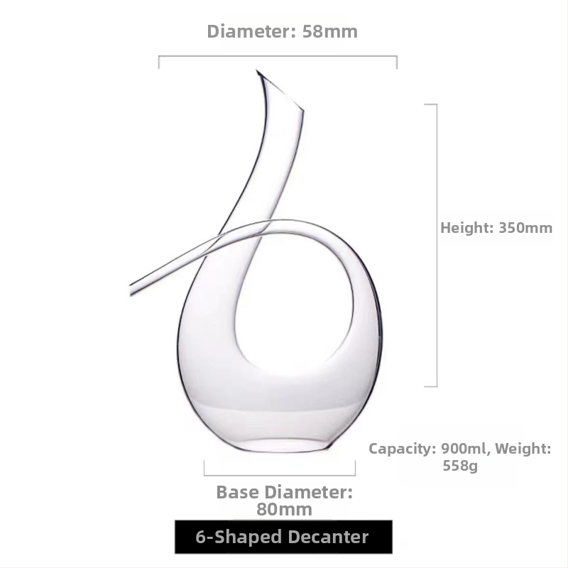 Καράφα κρασιού σε σχήμα U με άρπα για οικιακή χρήση, σετ διανομέα κρασιού έξι χαρακτήρων από κρυστάλλινο γυαλί, χονδρική φιάλη κρασιού