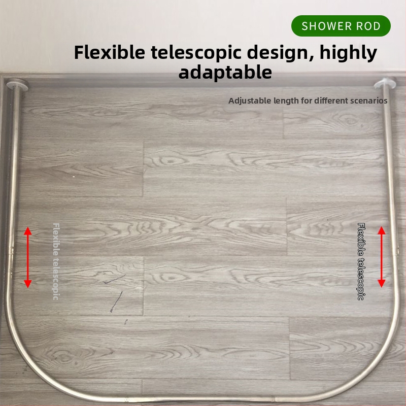 Фабричен директен мрежест червен телескопичен прът от неръждаема стомана, прът за дрехи, прът за завеса за душ, U-образен прът за баня, душ кабина, стойка за душ