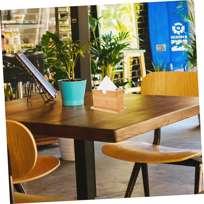 Bambuko servetėlių dėžutė, stalinė servetėlių laikymo dėžutė, viešbučio restorano komercinė namų didmeninė prekyba, kvadratinė medinė servetėlių dėžutė