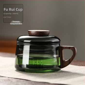 Arbatos puodelis su filtru, stiklinis, su dideliu borosilikato kiekiu, medinis arbatos puodelis, mini „Dun Dun“ puodelis, arbatos atskyrimo puodelis namams, biurui, naujas
