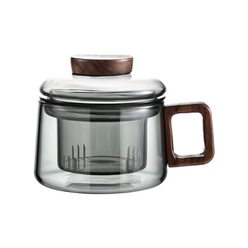 Arbatos puodelis su filtru, stiklinis, su dideliu borosilikato kiekiu, medinis arbatos puodelis, mini „Dun Dun“ puodelis, arbatos atskyrimo puodelis namams, biurui, naujas