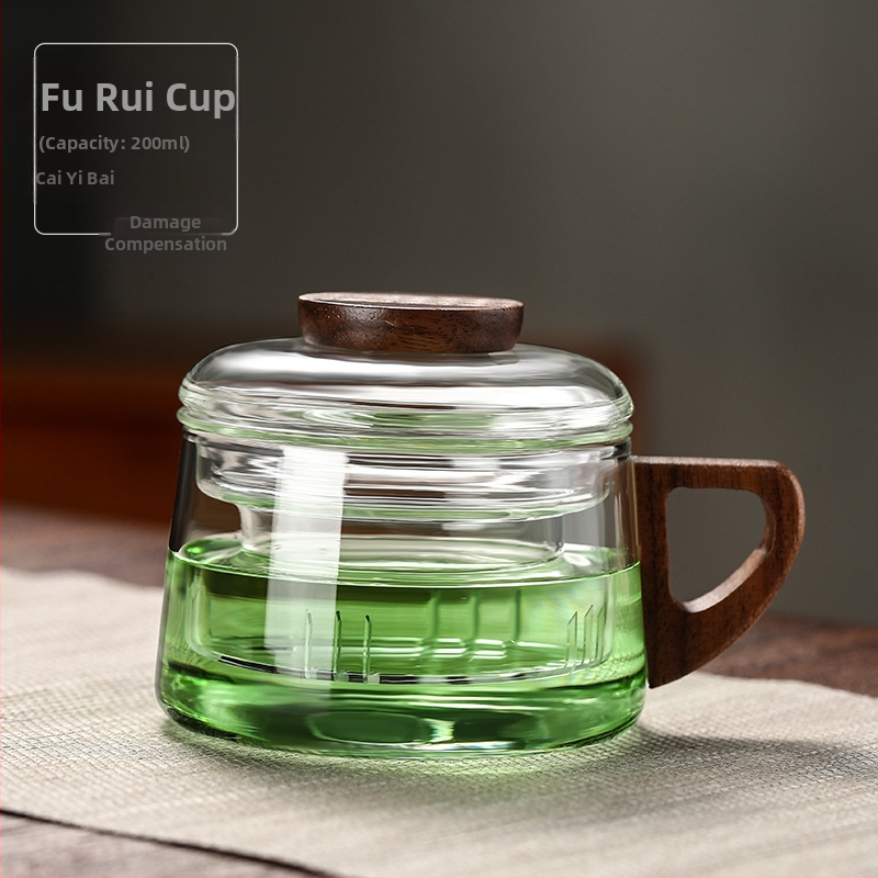 Filterklaasist teetass, kõrge borosilikaadisisaldusega puidust teetass, mini Dun Dun tass, tee eraldamine, kodukontori veetass, uus