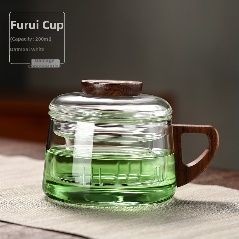 Arbatos puodelis su filtru, stiklinis, su dideliu borosilikato kiekiu, medinis arbatos puodelis, mini „Dun Dun“ puodelis, arbatos atskyrimo puodelis namams, biurui, naujas
