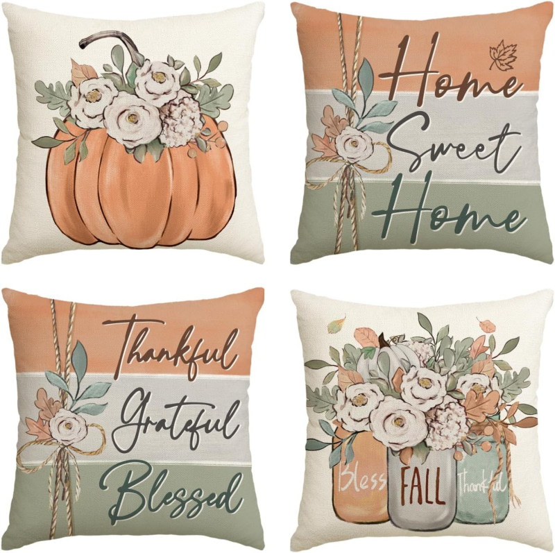 Naujas rudens klevo lapas moliūgas kalakutas pagalvės užvalkalas Padėkos dienos dekoracija svetainės sofos pagalvės sėdynės pagalvėlės užvalkalas