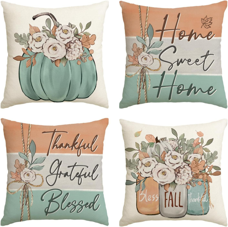 Naujas rudens klevo lapas moliūgas kalakutas pagalvės užvalkalas Padėkos dienos dekoracija svetainės sofos pagalvės sėdynės pagalvėlės užvalkalas