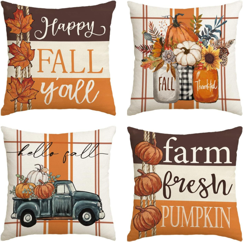 Naujas rudens klevo lapas moliūgas kalakutas pagalvės užvalkalas Padėkos dienos dekoracija svetainės sofos pagalvės sėdynės pagalvėlės užvalkalas