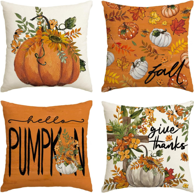 Naujas rudens klevo lapas moliūgas kalakutas pagalvės užvalkalas Padėkos dienos dekoracija svetainės sofos pagalvės sėdynės pagalvėlės užvalkalas