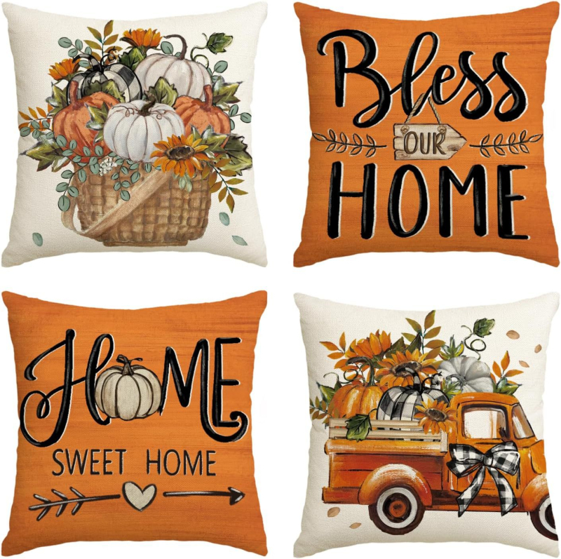 Naujas rudens klevo lapas moliūgas kalakutas pagalvės užvalkalas Padėkos dienos dekoracija svetainės sofos pagalvės sėdynės pagalvėlės užvalkalas