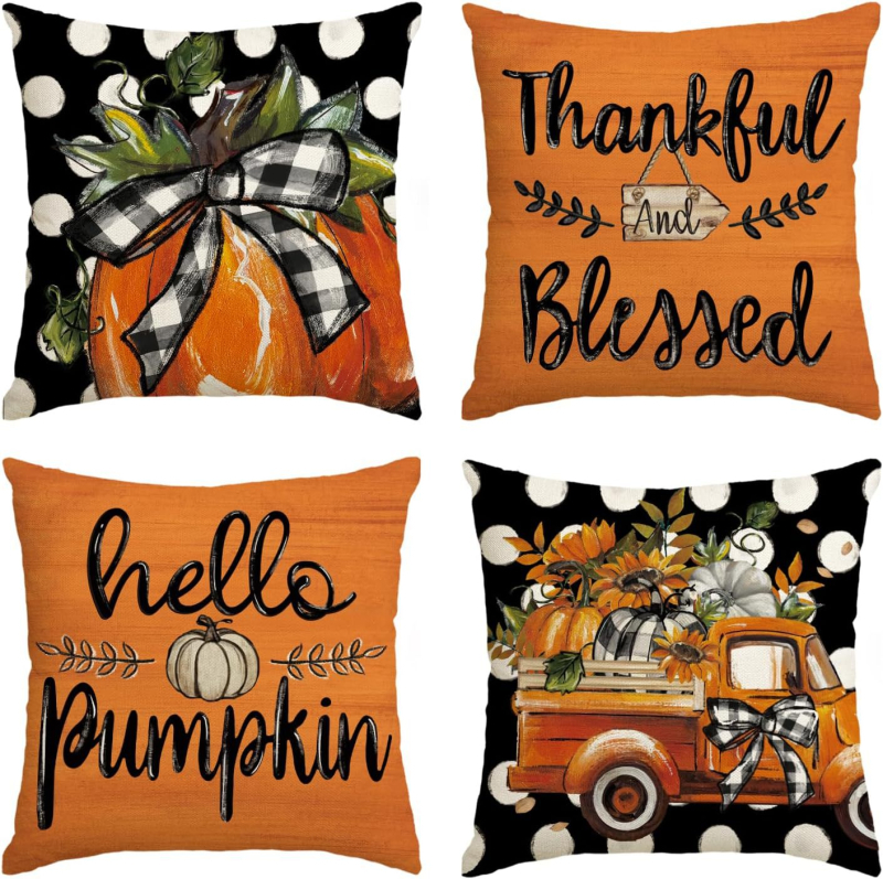 Naujas rudens klevo lapas moliūgas kalakutas pagalvės užvalkalas Padėkos dienos dekoracija svetainės sofos pagalvės sėdynės pagalvėlės užvalkalas