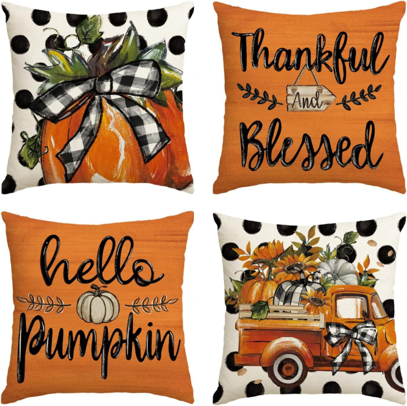 Naujas rudens klevo lapas moliūgas kalakutas pagalvės užvalkalas Padėkos dienos dekoracija svetainės sofos pagalvės sėdynės pagalvėlės užvalkalas
