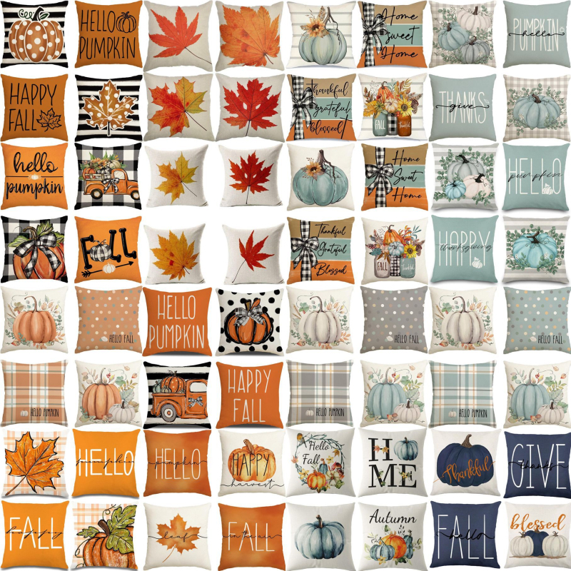 Naujas rudens klevo lapas moliūgas kalakutas pagalvės užvalkalas Padėkos dienos dekoracija svetainės sofos pagalvės sėdynės pagalvėlės užvalkalas