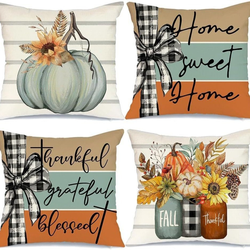 Naujas rudens klevo lapas moliūgas kalakutas pagalvės užvalkalas Padėkos dienos dekoracija svetainės sofos pagalvės sėdynės pagalvėlės užvalkalas