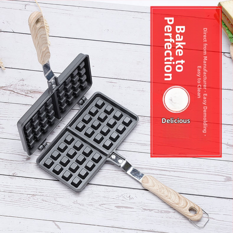 Нова преносима домакинска подвижна форма за гофрети, квадратна незалепваща чугунена търговска форма за гофрети