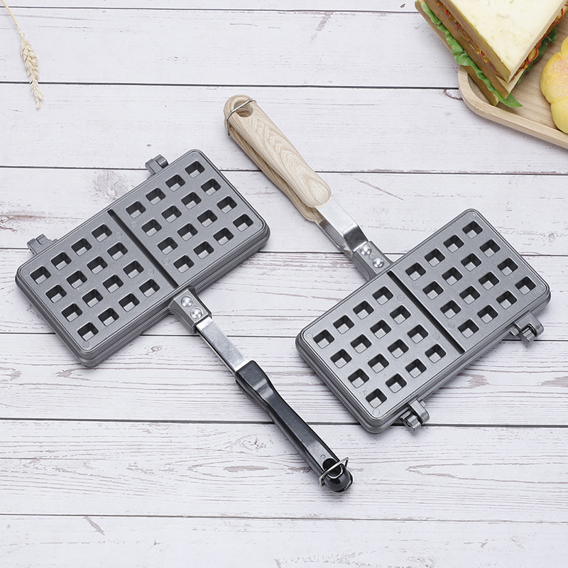 Нова преносима домакинска подвижна форма за гофрети, квадратна незалепваща чугунена търговска форма за гофрети