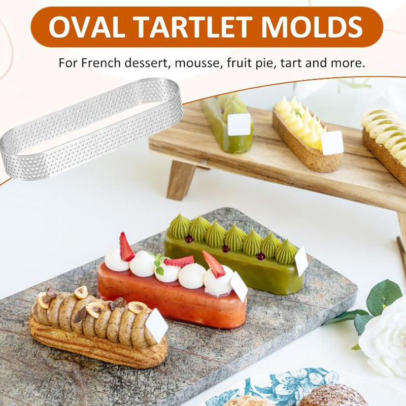 Трансгранична нова форма за тарт от неръждаема стомана, незалепваща, перфорирана, термоустойчива форма за тарт, мус, пръстен