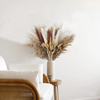 Junano džiovintų gėlių puokštė, džiovintos nendrės, dekoratyvinė triušio uodega, džiovintos gėlės, džiovintos nendrės, pūkuotas pandos gabalėlis, nendrės žolė, tarpvalstybinė didmeninė prekyba