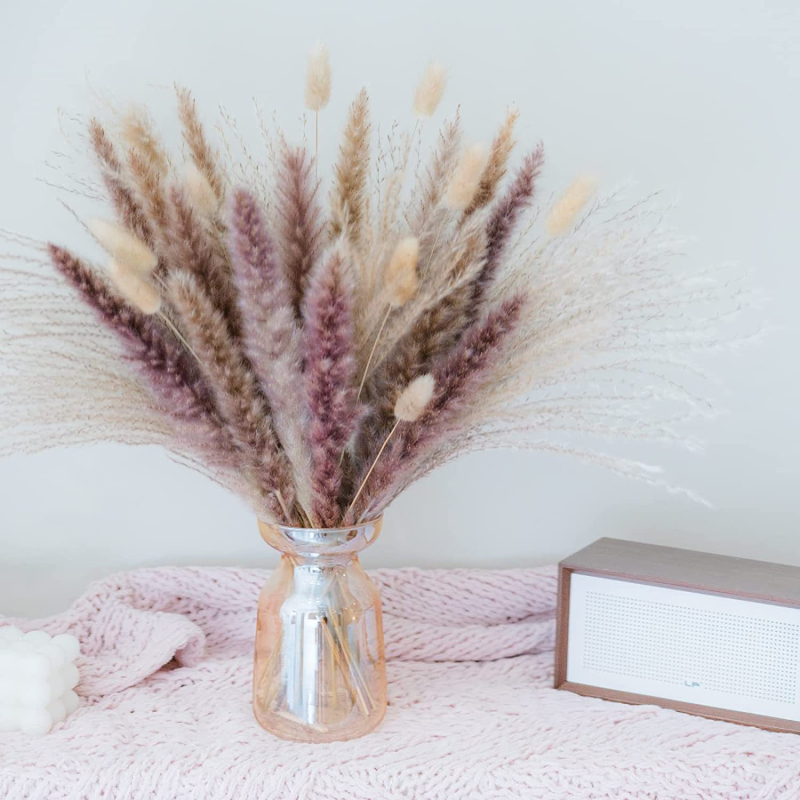 Junano džiovintų gėlių puokštė, džiovintos nendrės, dekoratyvinė triušio uodega, džiovintos gėlės, džiovintos nendrės, pūkuotas pandos gabalėlis, nendrės žolė, tarpvalstybinė didmeninė prekyba