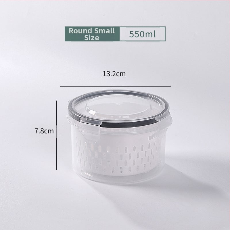 Dvojvrstvová odtoková chladnička na uchovávanie čerstvosti v kuchyni, mrazená potravinárska uzavretá krabica, priehľadná úložná krabica pre domácnosti, veľkoobchod