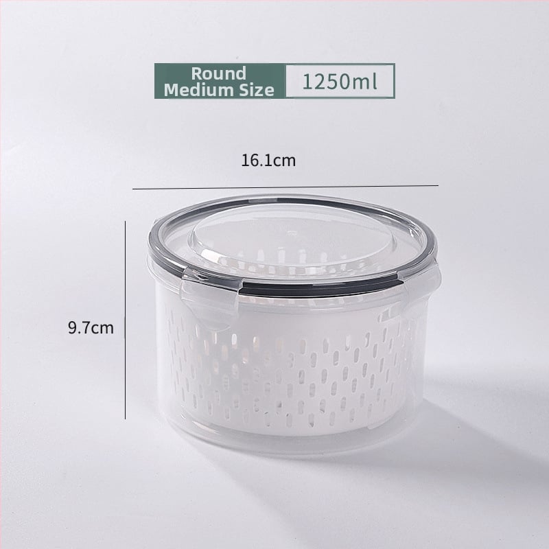 Dvojvrstvová odtoková chladnička na uchovávanie čerstvosti v kuchyni, mrazená potravinárska uzavretá krabica, priehľadná úložná krabica pre domácnosti, veľkoobchod