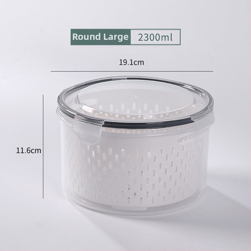 Dvojvrstvová odtoková chladnička na uchovávanie čerstvosti v kuchyni, mrazená potravinárska uzavretá krabica, priehľadná úložná krabica pre domácnosti, veľkoobchod