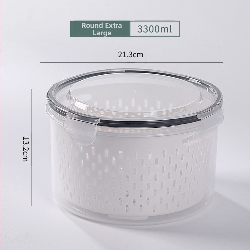 Dvojvrstvová odtoková chladnička na uchovávanie čerstvosti v kuchyni, mrazená potravinárska uzavretá krabica, priehľadná úložná krabica pre domácnosti, veľkoobchod