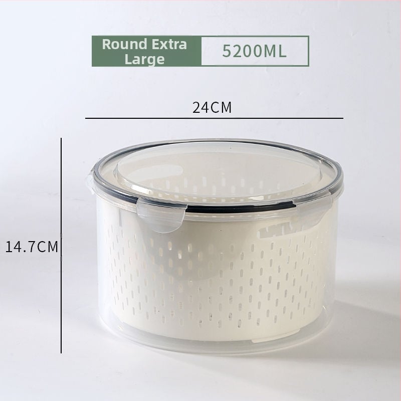 Dvojvrstvová odtoková chladnička na uchovávanie čerstvosti v kuchyni, mrazená potravinárska uzavretá krabica, priehľadná úložná krabica pre domácnosti, veľkoobchod