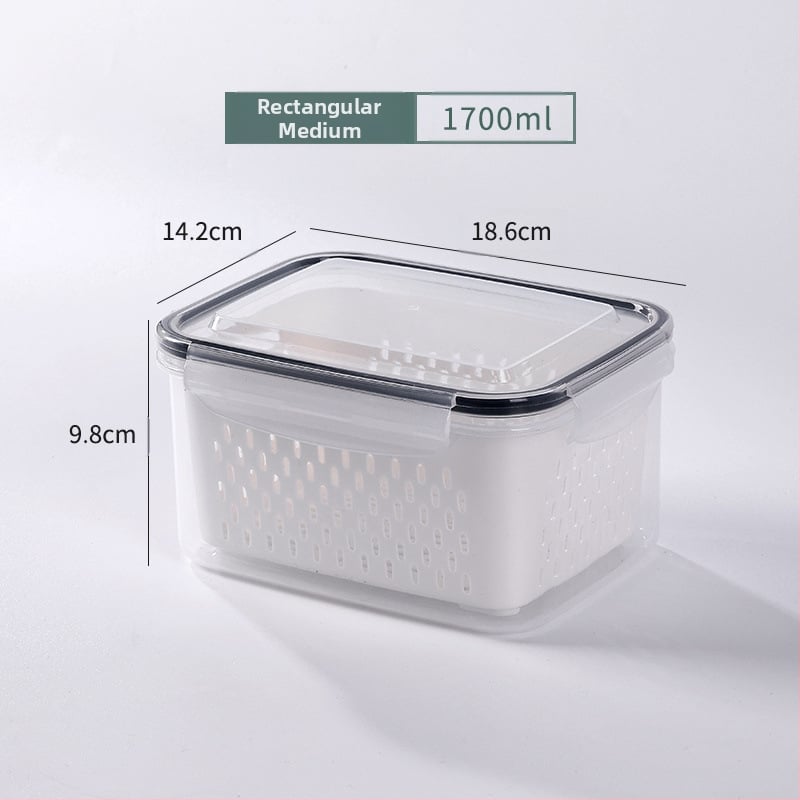 Dvojvrstvová odtoková chladnička na uchovávanie čerstvosti v kuchyni, mrazená potravinárska uzavretá krabica, priehľadná úložná krabica pre domácnosti, veľkoobchod