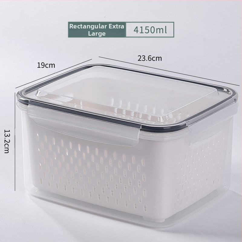 Dvojvrstvová odtoková chladnička na uchovávanie čerstvosti v kuchyni, mrazená potravinárska uzavretá krabica, priehľadná úložná krabica pre domácnosti, veľkoobchod