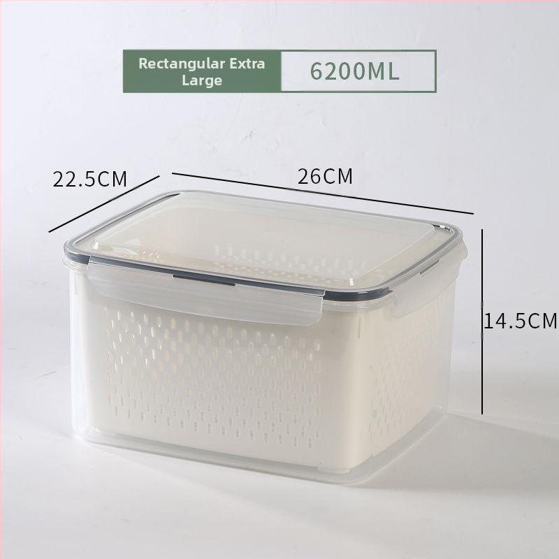 Dvojvrstvová odtoková chladnička na uchovávanie čerstvosti v kuchyni, mrazená potravinárska uzavretá krabica, priehľadná úložná krabica pre domácnosti, veľkoobchod