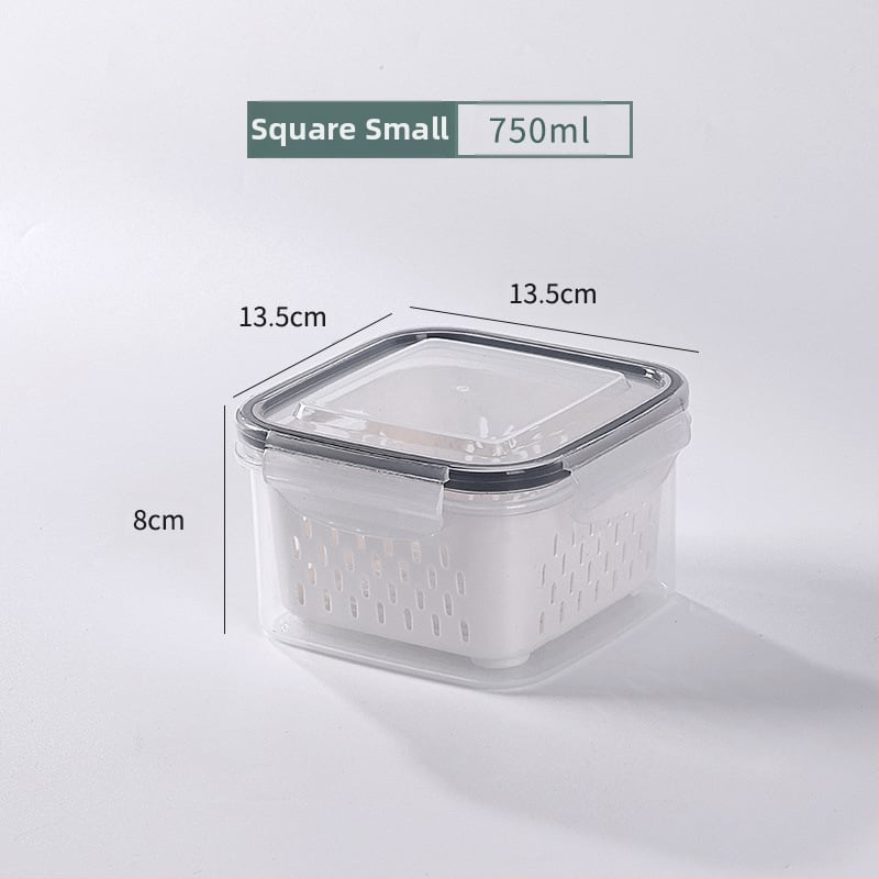 Dvojvrstvová odtoková chladnička na uchovávanie čerstvosti v kuchyni, mrazená potravinárska uzavretá krabica, priehľadná úložná krabica pre domácnosti, veľkoobchod