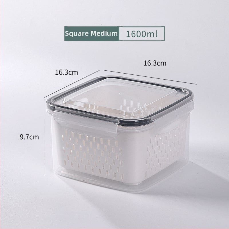 Dvojvrstvová odtoková chladnička na uchovávanie čerstvosti v kuchyni, mrazená potravinárska uzavretá krabica, priehľadná úložná krabica pre domácnosti, veľkoobchod