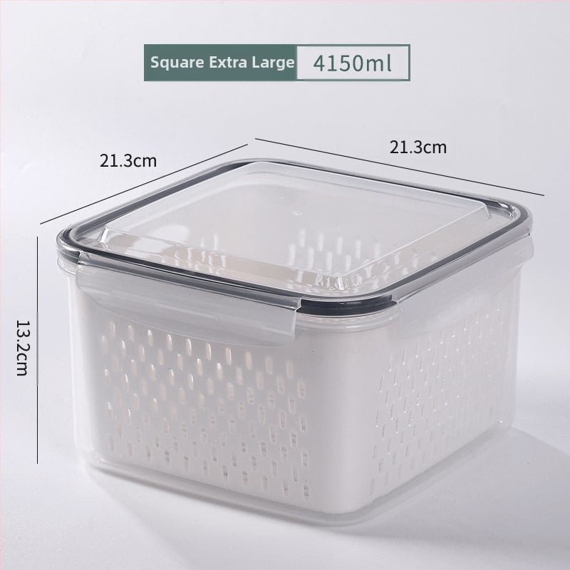 Dvojvrstvová odtoková chladnička na uchovávanie čerstvosti v kuchyni, mrazená potravinárska uzavretá krabica, priehľadná úložná krabica pre domácnosti, veľkoobchod