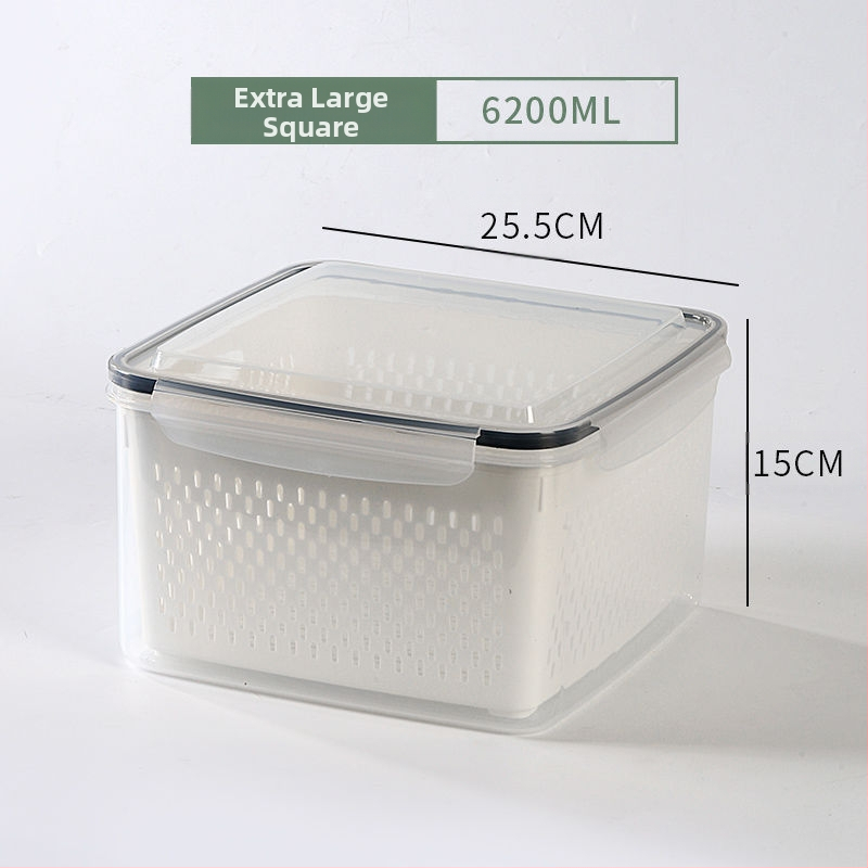 Dvojvrstvová odtoková chladnička na uchovávanie čerstvosti v kuchyni, mrazená potravinárska uzavretá krabica, priehľadná úložná krabica pre domácnosti, veľkoobchod