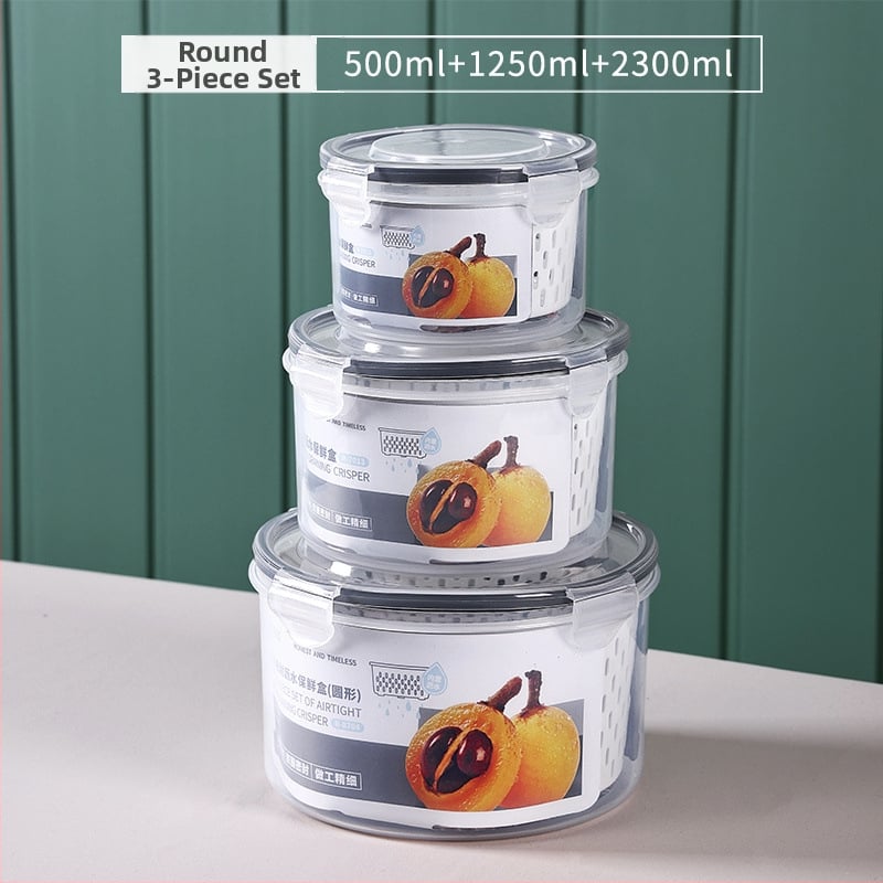 Dvojvrstvová odtoková chladnička na uchovávanie čerstvosti v kuchyni, mrazená potravinárska uzavretá krabica, priehľadná úložná krabica pre domácnosti, veľkoobchod