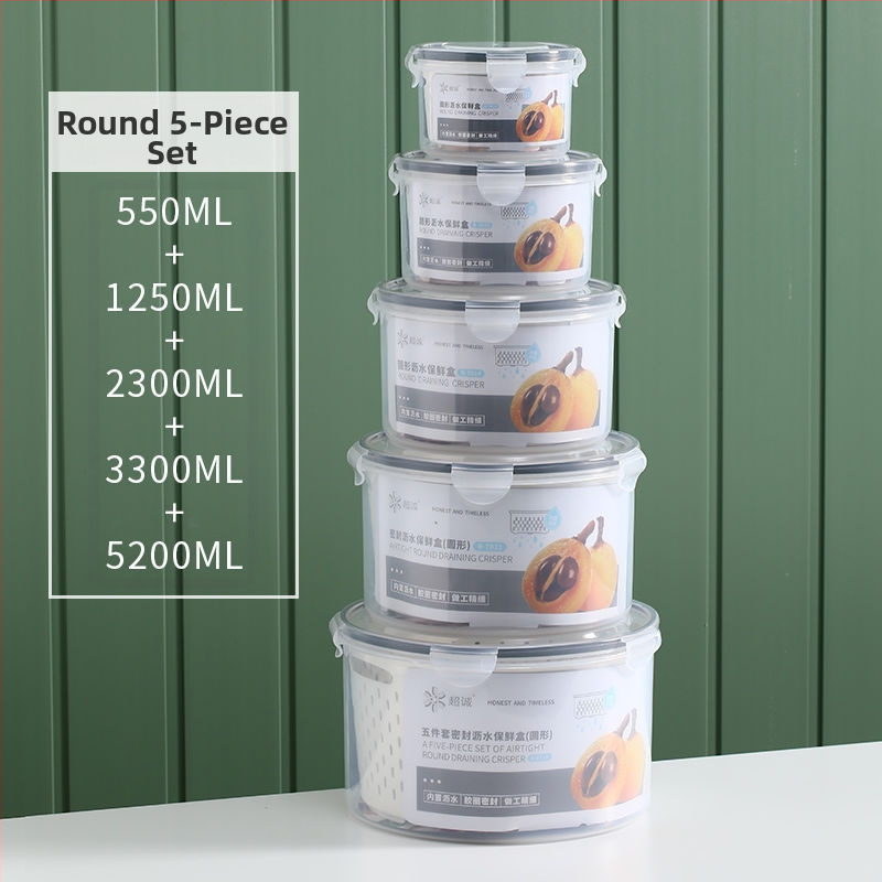 Dvojvrstvová odtoková chladnička na uchovávanie čerstvosti v kuchyni, mrazená potravinárska uzavretá krabica, priehľadná úložná krabica pre domácnosti, veľkoobchod