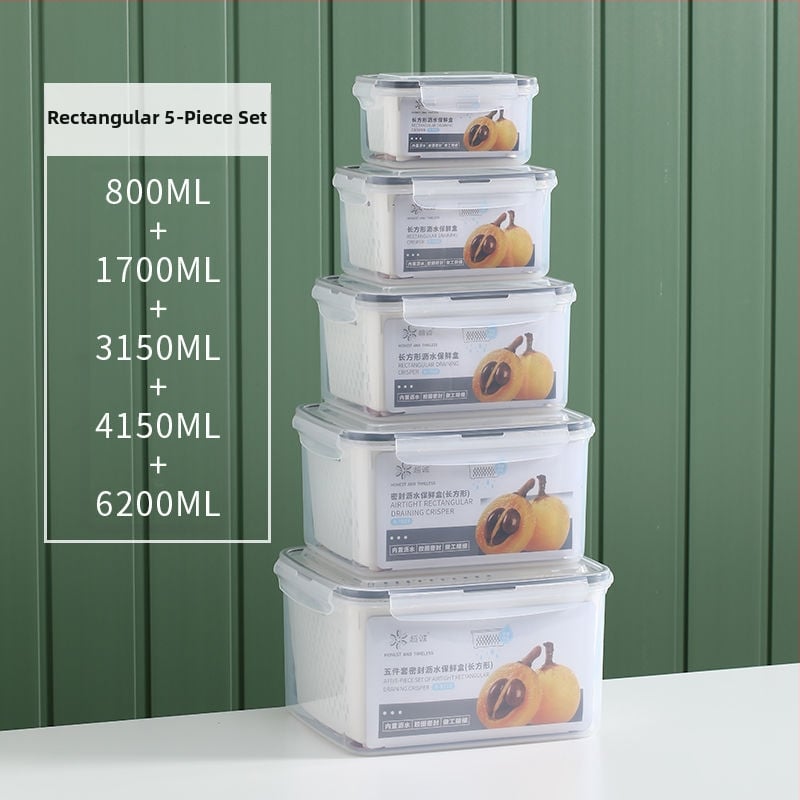 Dvojvrstvová odtoková chladnička na uchovávanie čerstvosti v kuchyni, mrazená potravinárska uzavretá krabica, priehľadná úložná krabica pre domácnosti, veľkoobchod