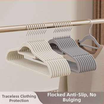 Закачалка за дрехи с флокирана повърхност, немаркираща, неплъзгаща се, домакинска стойка за окачване на дрехи, специална стойка за дрехи за органайзери на едро