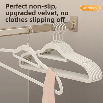 Закачалка за дрехи с флокирана повърхност, немаркираща, неплъзгаща се, домакинска стойка за окачване на дрехи, специална стойка за дрехи за органайзери на едро