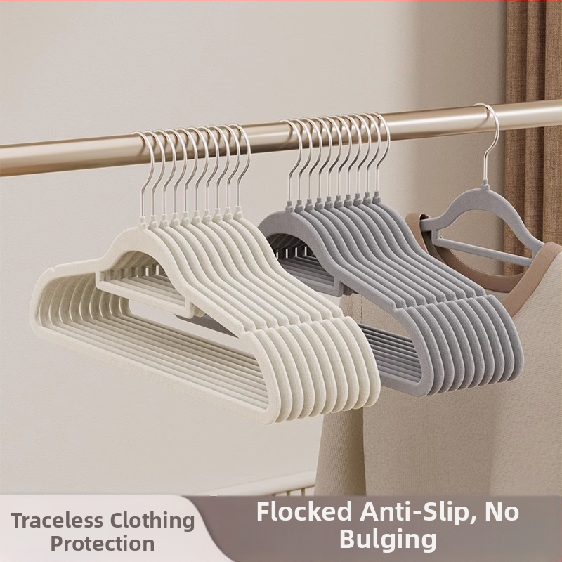 Закачалка за дрехи с флокирана повърхност, немаркираща, неплъзгаща се, домакинска стойка за окачване на дрехи, специална стойка за дрехи за органайзери на едро
