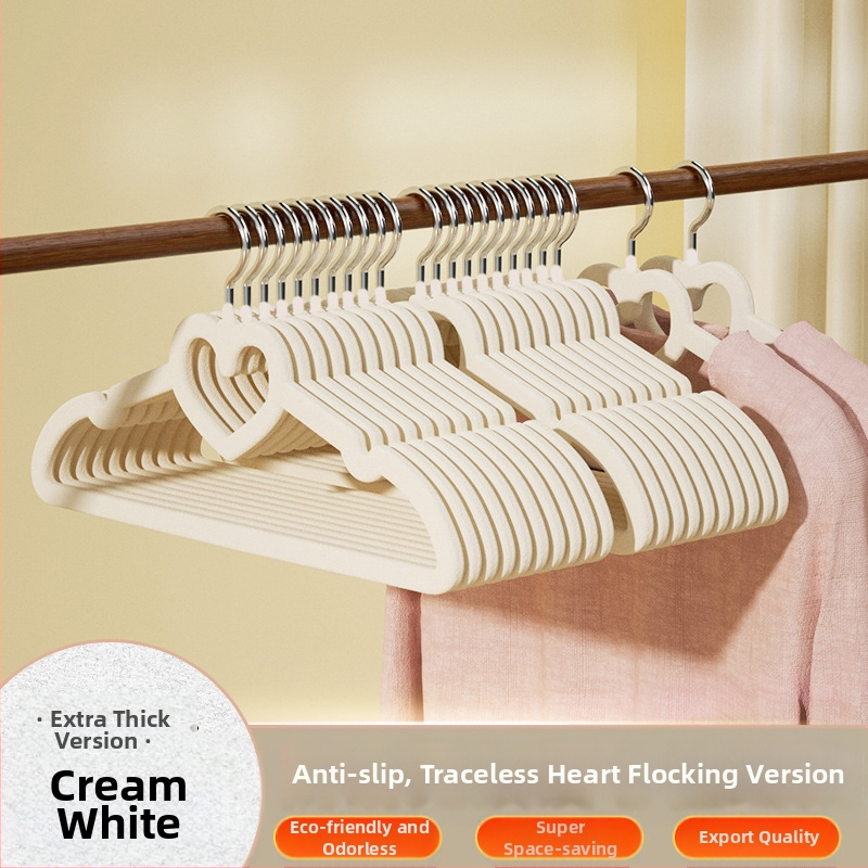 Закачалка за дрехи с флокирана повърхност, немаркираща, неплъзгаща се, домакинска стойка за окачване на дрехи, специална стойка за дрехи за органайзери на едро