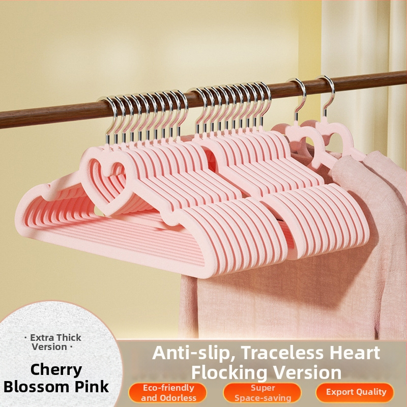 Закачалка за дрехи с флокирана повърхност, немаркираща, неплъзгаща се, домакинска стойка за окачване на дрехи, специална стойка за дрехи за органайзери на едро