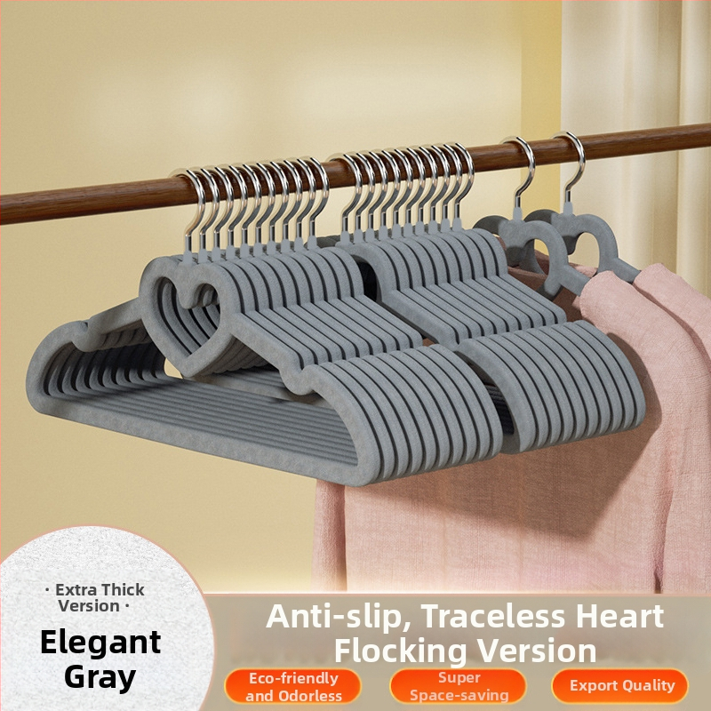 Закачалка за дрехи с флокирана повърхност, немаркираща, неплъзгаща се, домакинска стойка за окачване на дрехи, специална стойка за дрехи за органайзери на едро