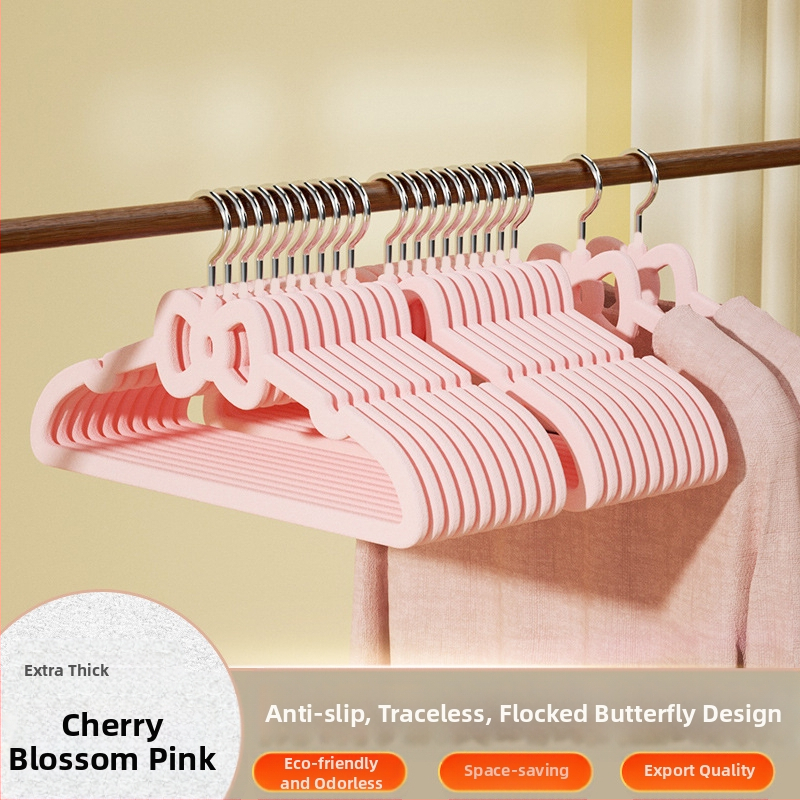 Закачалка за дрехи с флокирана повърхност, немаркираща, неплъзгаща се, домакинска стойка за окачване на дрехи, специална стойка за дрехи за органайзери на едро