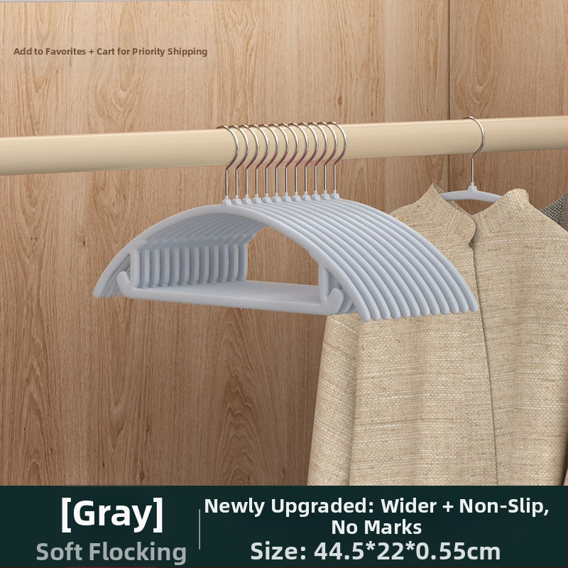 Закачалка за дрехи с флокирана повърхност, немаркираща, неплъзгаща се, домакинска стойка за окачване на дрехи, специална стойка за дрехи за органайзери на едро