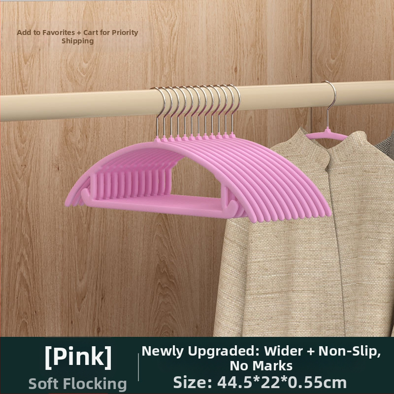 Закачалка за дрехи с флокирана повърхност, немаркираща, неплъзгаща се, домакинска стойка за окачване на дрехи, специална стойка за дрехи за органайзери на едро
