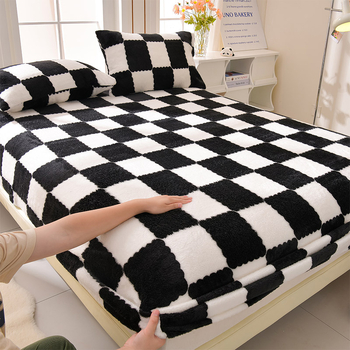 Talvine piimavärvi sametist voodimüts, ühes tükis fliisvoodriga voodikate, kolmeosaline komplekt 2024. aasta uus madratsikaitse, flanellvoodikate