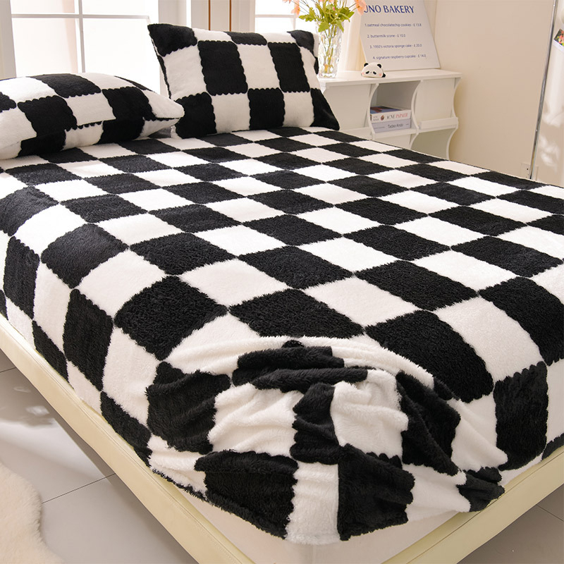 Talvine piimavärvi sametist voodimüts, ühes tükis fliisvoodriga voodikate, kolmeosaline komplekt 2024. aasta uus madratsikaitse, flanellvoodikate